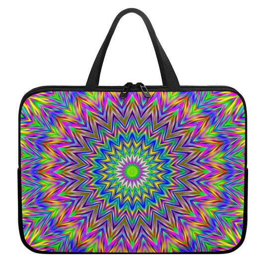 Colorful Psychedelic Optical Illusion Laptop Sleeve With Handle