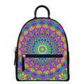 Colorful Psychedelic Optical Illusion Leather Backpack
