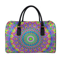 Colorful Psychedelic Optical Illusion Leather Duffel Bag