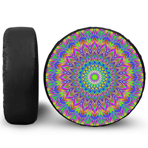 Colorful Psychedelic Optical Illusion Leather Spare Tire Cover