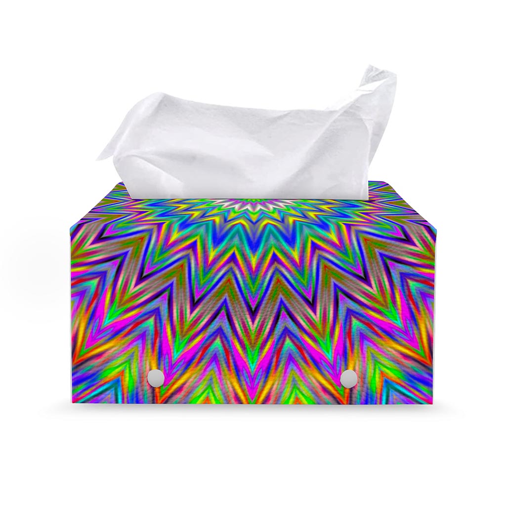 Colorful Psychedelic Optical Illusion Leather Tissue Box Cover