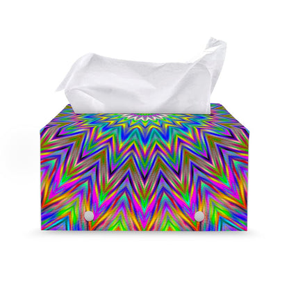 Colorful Psychedelic Optical Illusion Leather Tissue Box Cover