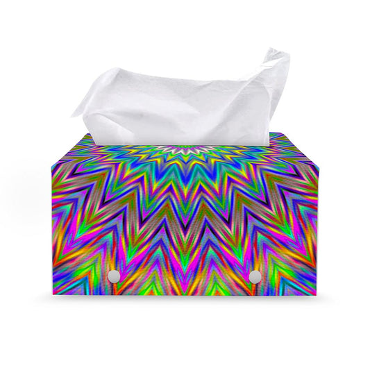 Colorful Psychedelic Optical Illusion Leather Tissue Box Cover