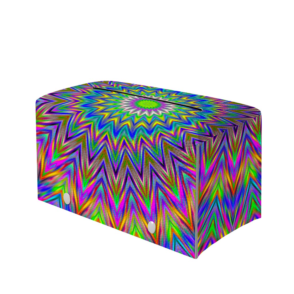 Colorful Psychedelic Optical Illusion Leather Tissue Box Cover