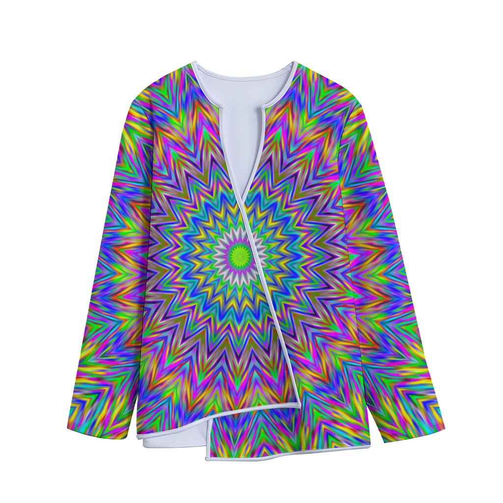 Colorful Psychedelic Optical Illusion Long Sleeve Short Coat