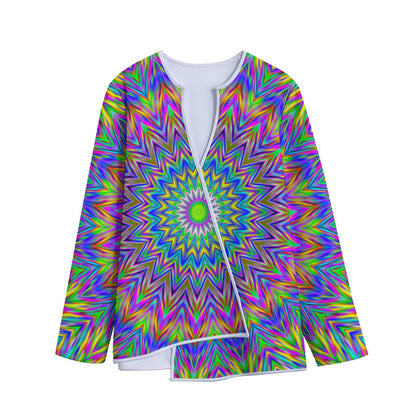 Colorful Psychedelic Optical Illusion Long Sleeve Short Coat
