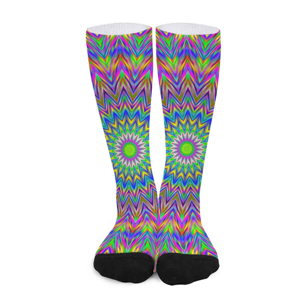 Colorful Psychedelic Optical Illusion Long Socks