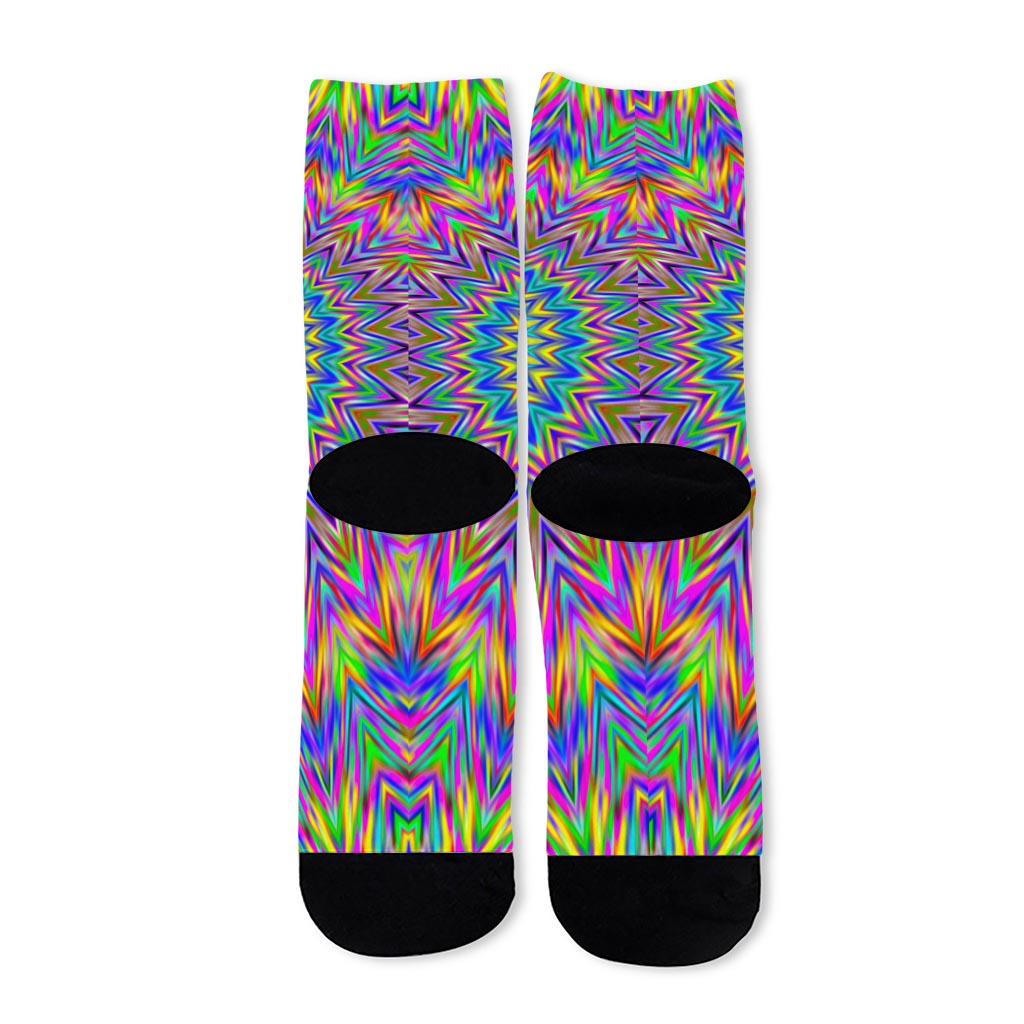 Colorful Psychedelic Optical Illusion Long Socks