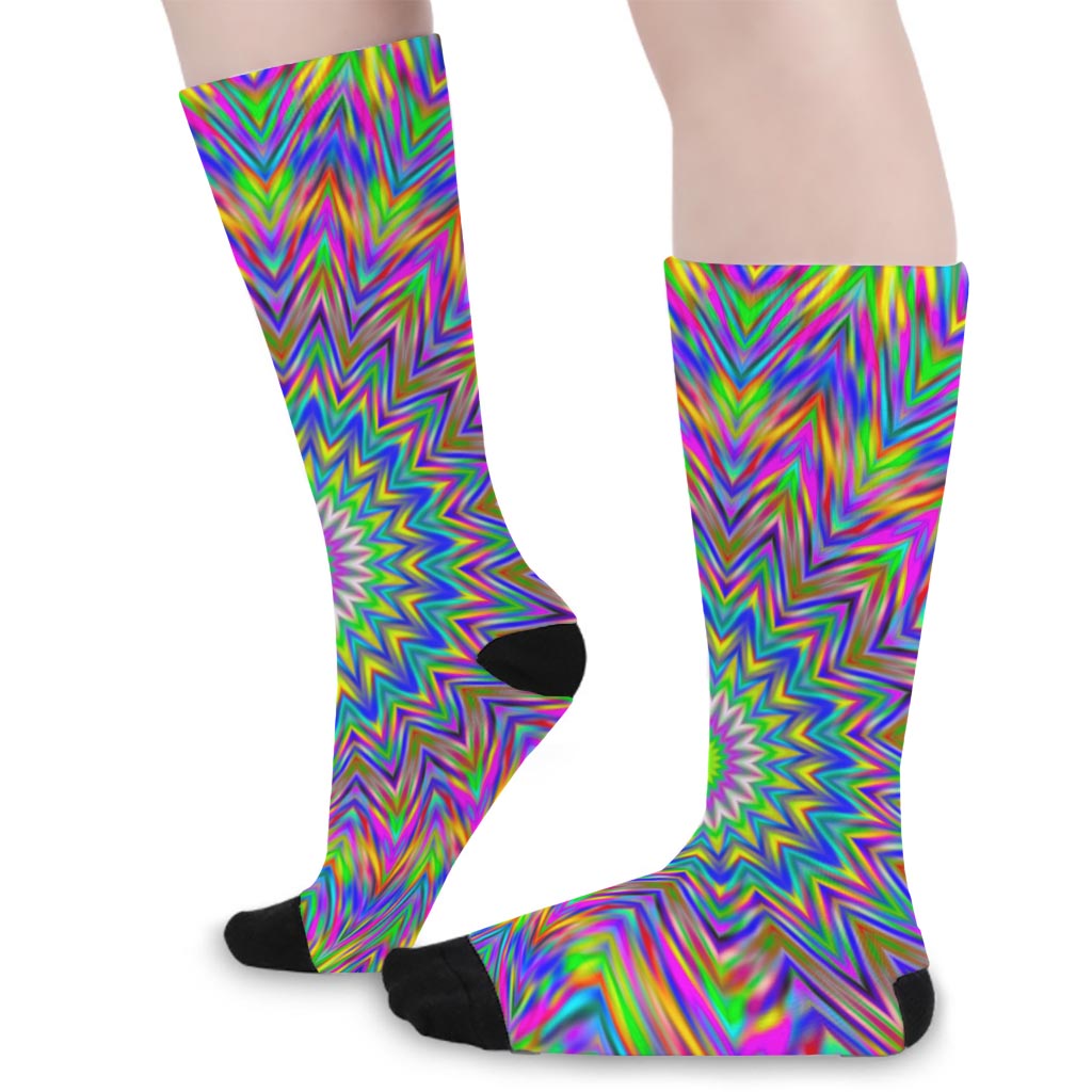 Colorful Psychedelic Optical Illusion Long Socks