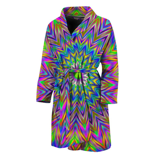 Colorful Psychedelic Optical Illusion Men's Bathrobe