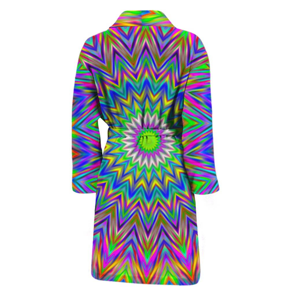Colorful Psychedelic Optical Illusion Men's Bathrobe