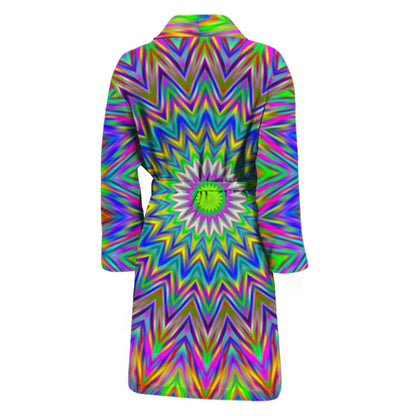 Colorful Psychedelic Optical Illusion Men's Bathrobe