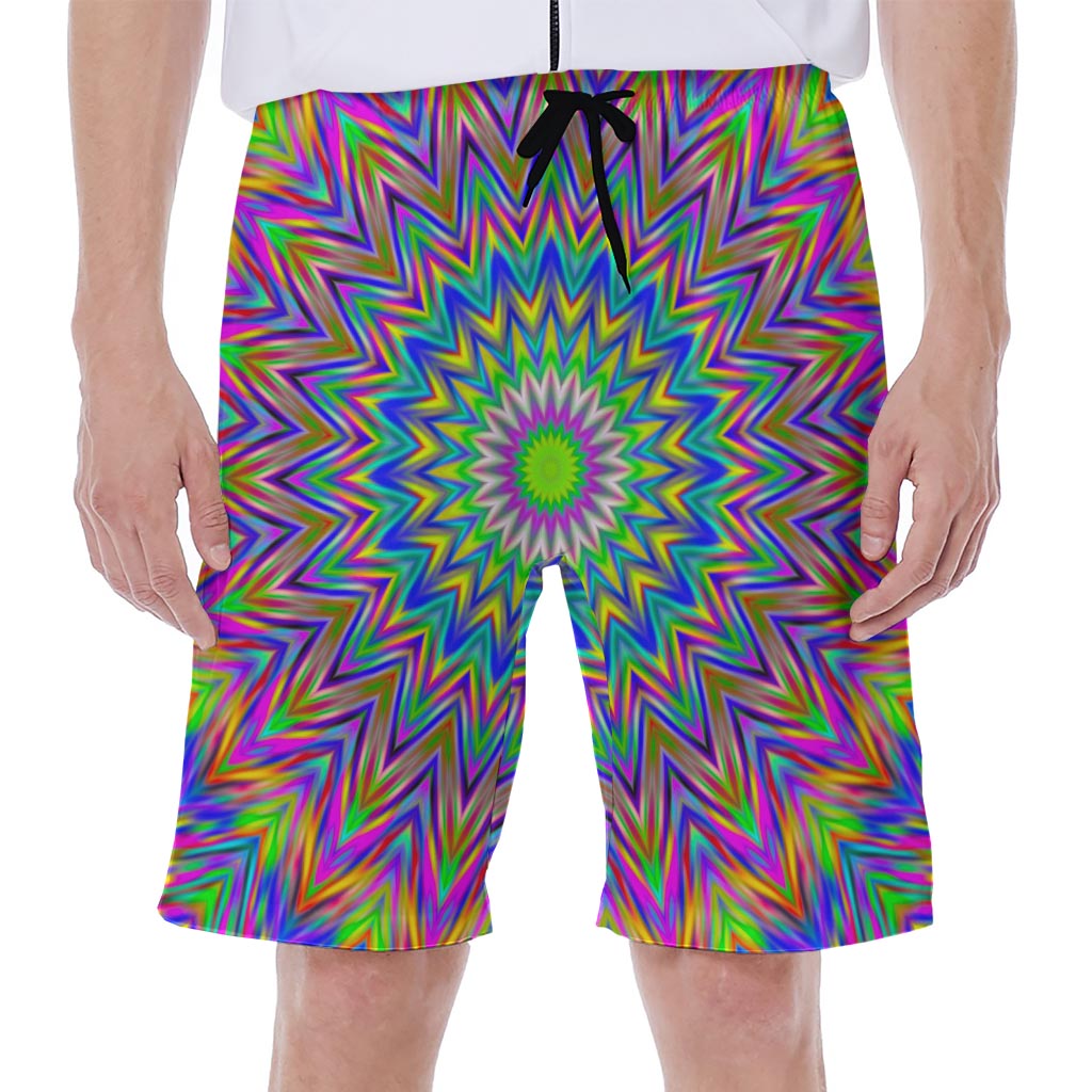 Colorful Psychedelic Optical Illusion Men's Beach Shorts