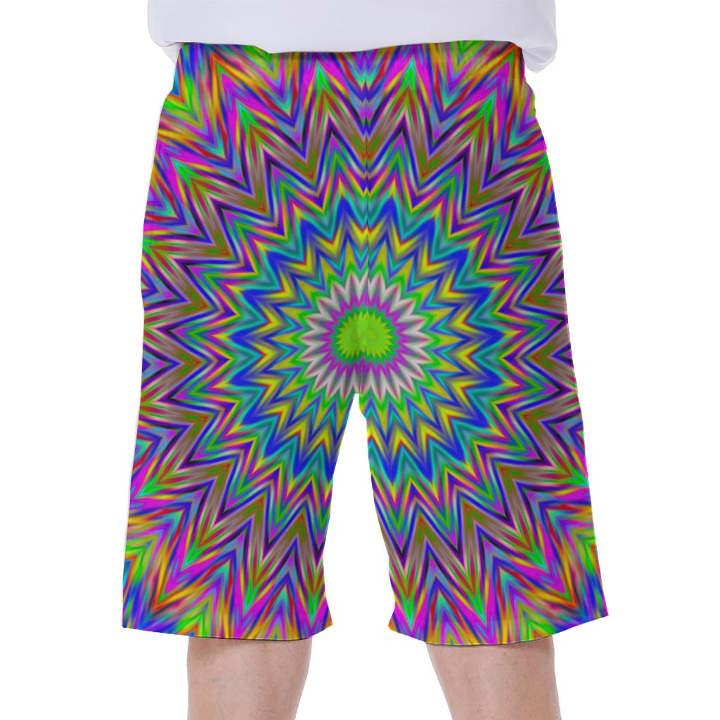 Colorful Psychedelic Optical Illusion Men's Beach Shorts