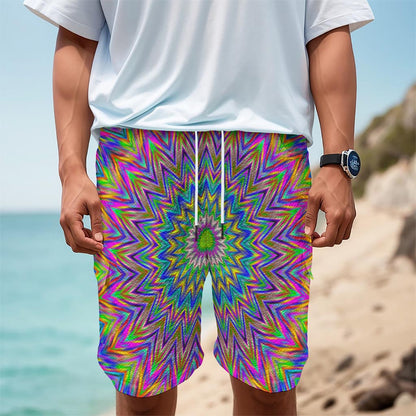 Colorful Psychedelic Optical Illusion Men's Cargo Shorts