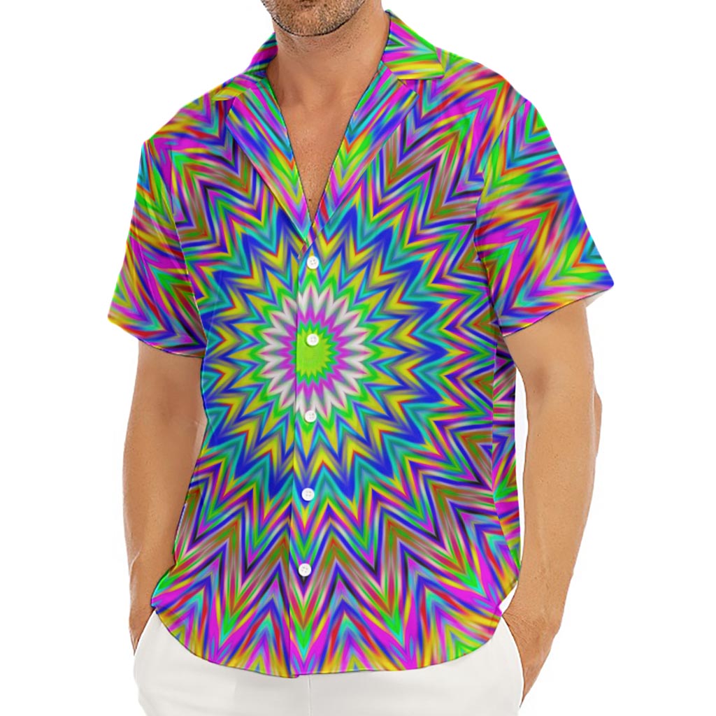 Colorful Psychedelic Optical Illusion Men's Deep V-Neck Shirt
