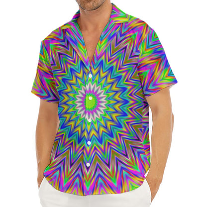 Colorful Psychedelic Optical Illusion Men's Deep V-Neck Shirt
