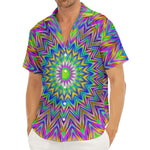 Colorful Psychedelic Optical Illusion Men's Deep V-Neck Shirt