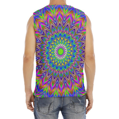 Colorful Psychedelic Optical Illusion Men's Fitness Tank Top