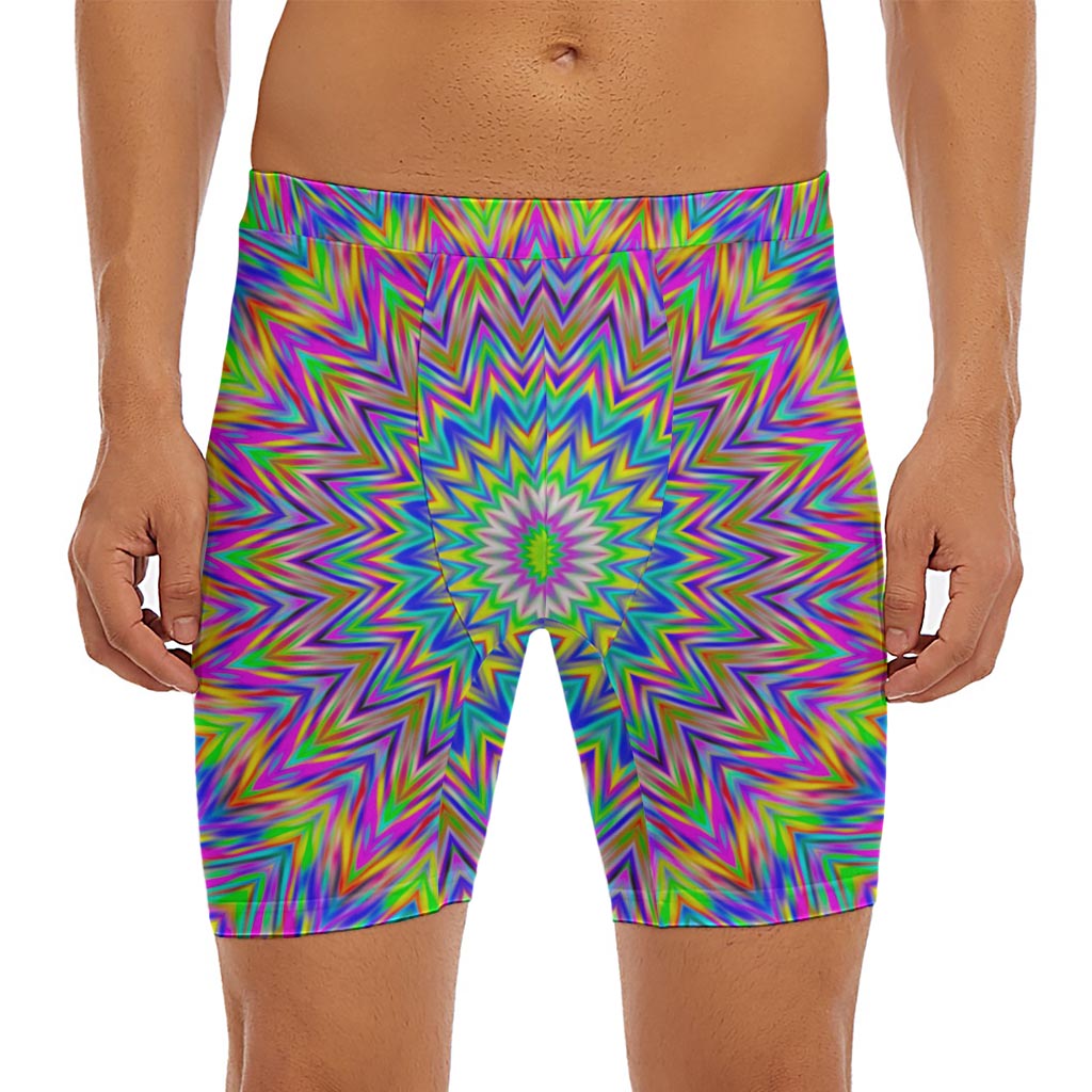 Colorful Psychedelic Optical Illusion Men's Long Boxer Briefs
