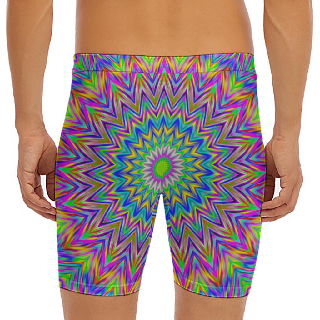Colorful Psychedelic Optical Illusion Men's Long Boxer Briefs