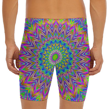 Colorful Psychedelic Optical Illusion Men's Long Boxer Briefs