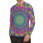 Colorful Psychedelic Optical Illusion Men's Long Sleeve Rash Guard