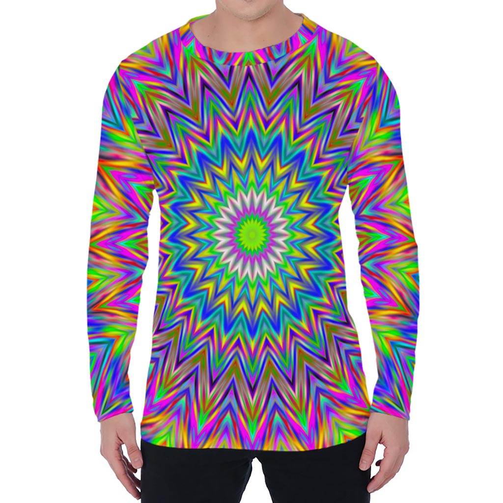 Colorful Psychedelic Optical Illusion Men's Long Sleeve T-Shirt