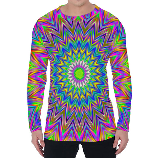 Colorful Psychedelic Optical Illusion Men's Long Sleeve T-Shirt