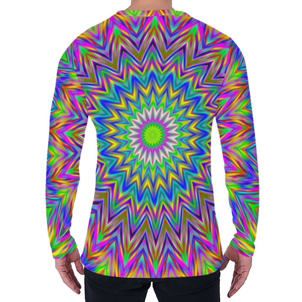 Colorful Psychedelic Optical Illusion Men's Long Sleeve T-Shirt