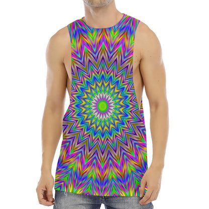Colorful Psychedelic Optical Illusion Men's Muscle Tank Top