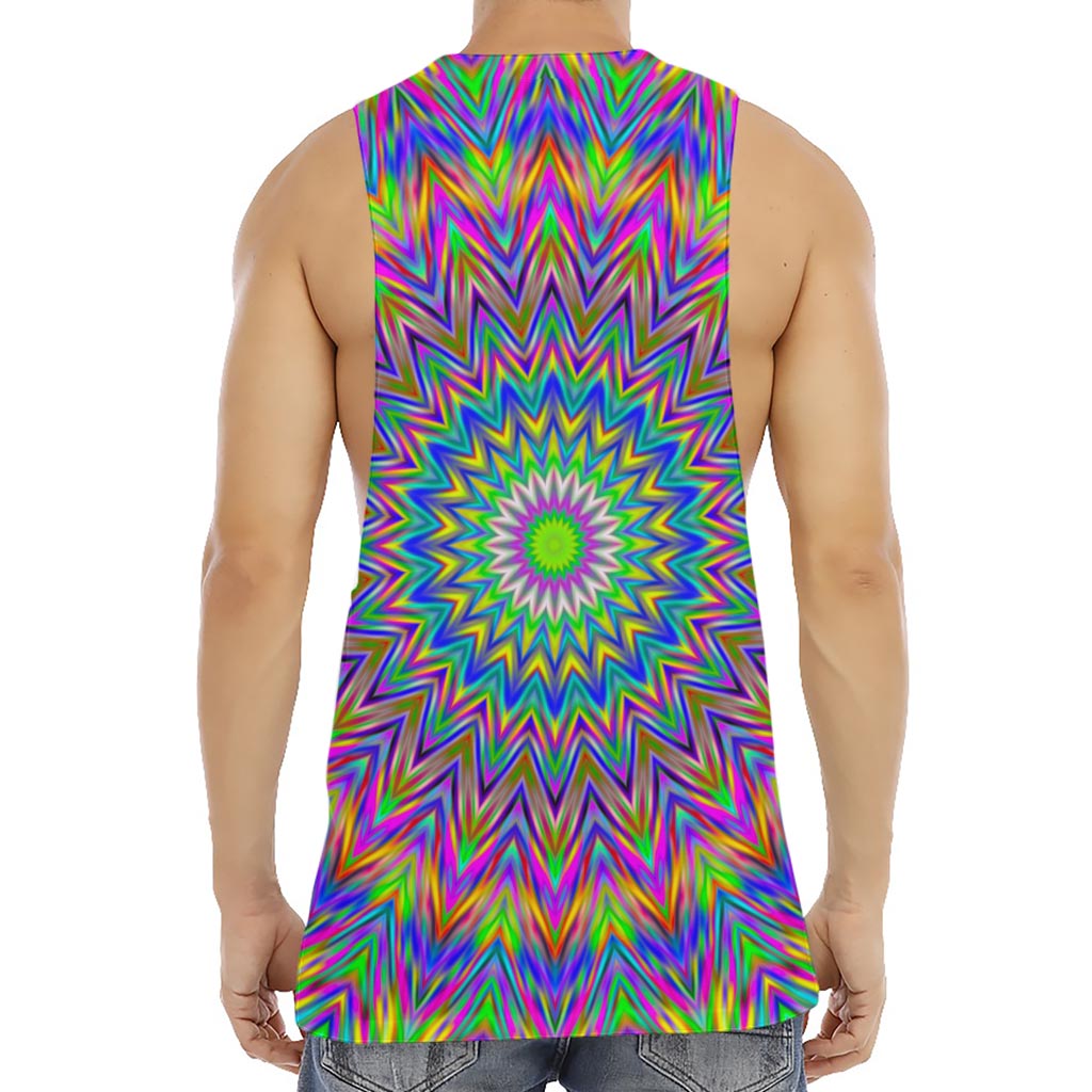 Colorful Psychedelic Optical Illusion Men's Muscle Tank Top