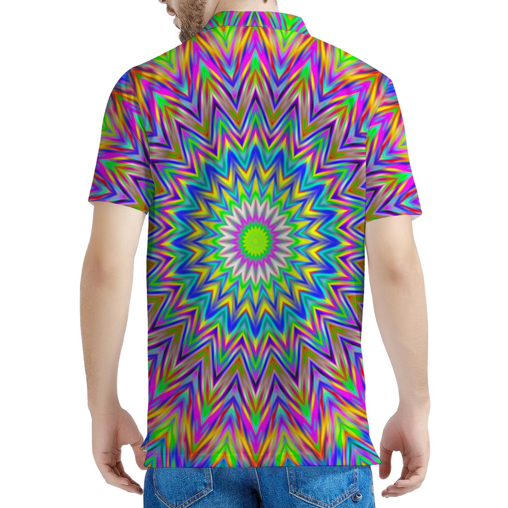 Colorful Psychedelic Optical Illusion Men's Polo Shirt