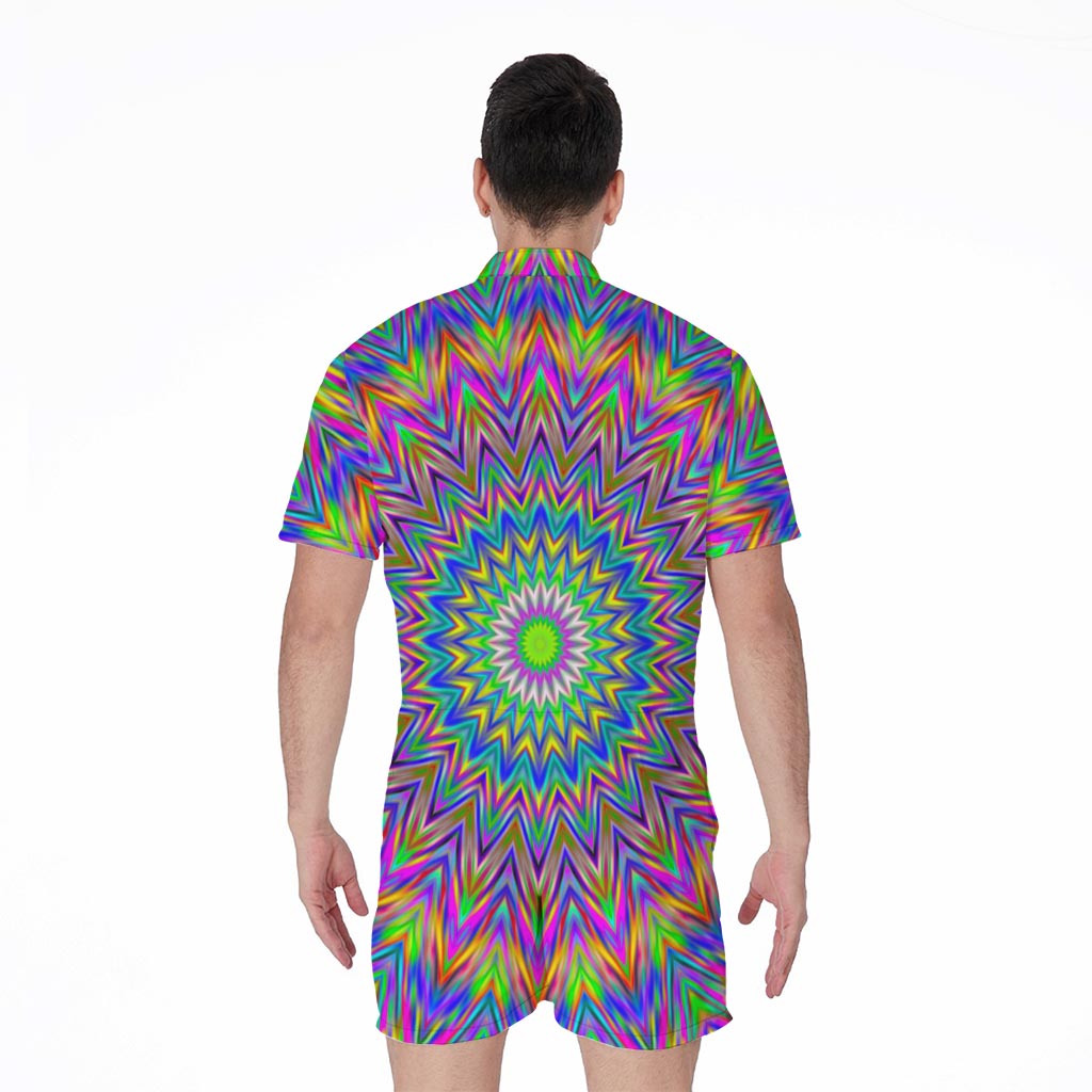 Colorful Psychedelic Optical Illusion Men's Rompers