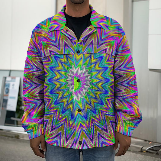 Colorful Psychedelic Optical Illusion Men's Shirt Jacket