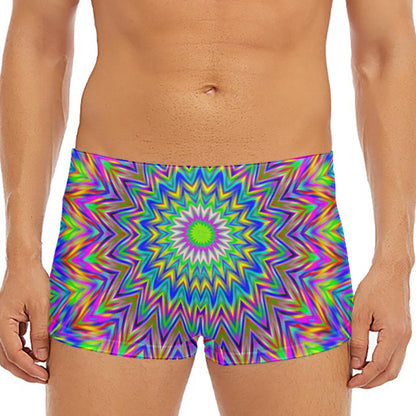 Colorful Psychedelic Optical Illusion Men's Short Boxer Briefs