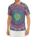 Colorful Psychedelic Optical Illusion Men's Short Sleeve Rash Guard