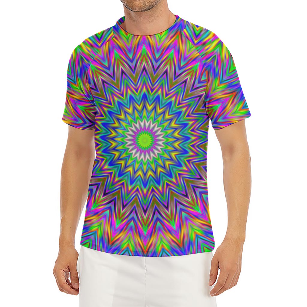 Colorful Psychedelic Optical Illusion Men's Short Sleeve Rash Guard