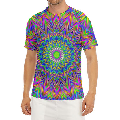 Colorful Psychedelic Optical Illusion Men's Short Sleeve Rash Guard