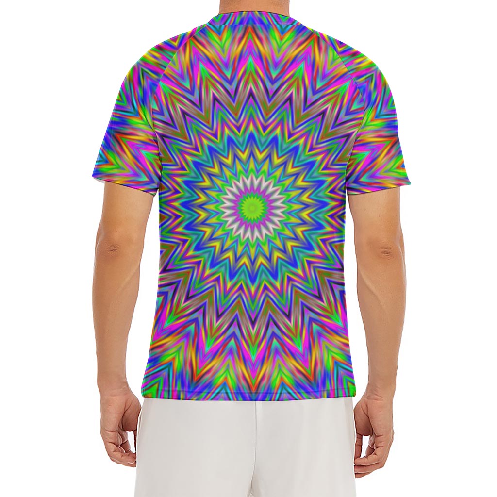 Colorful Psychedelic Optical Illusion Men's Short Sleeve Rash Guard