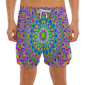 Colorful Psychedelic Optical Illusion Men's Split Running Shorts