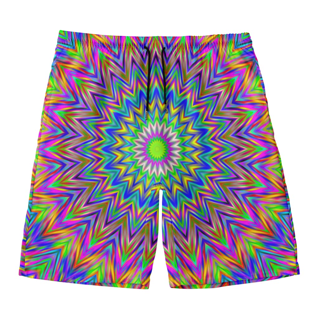 Colorful Psychedelic Optical Illusion Men's Swim Trunks