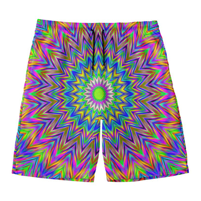 Colorful Psychedelic Optical Illusion Men's Swim Trunks