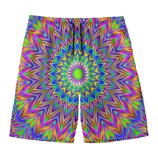 Colorful Psychedelic Optical Illusion Men's Swim Trunks