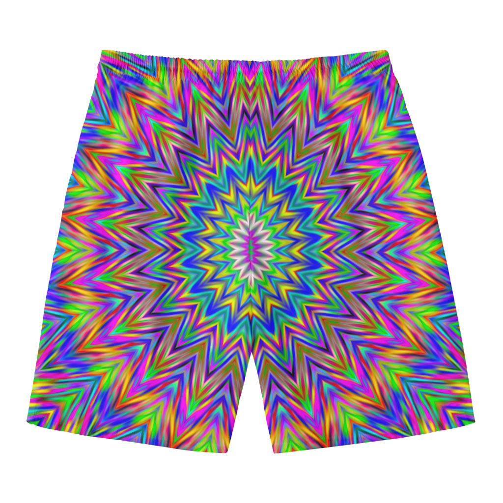Colorful Psychedelic Optical Illusion Men's Swim Trunks