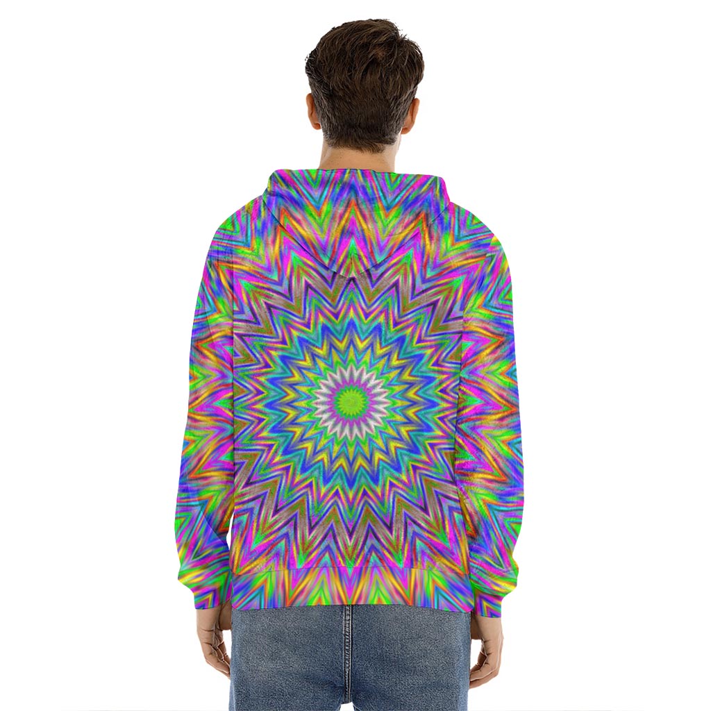 Colorful Psychedelic Optical Illusion Men's Velvet Pullover Hoodie