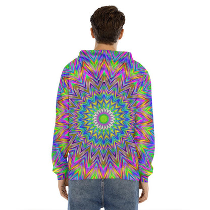 Colorful Psychedelic Optical Illusion Men's Velvet Pullover Hoodie