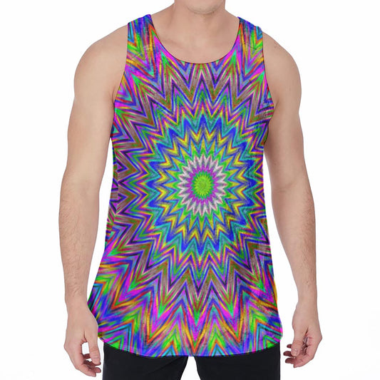 Colorful Psychedelic Optical Illusion Men's Velvet Tank Top