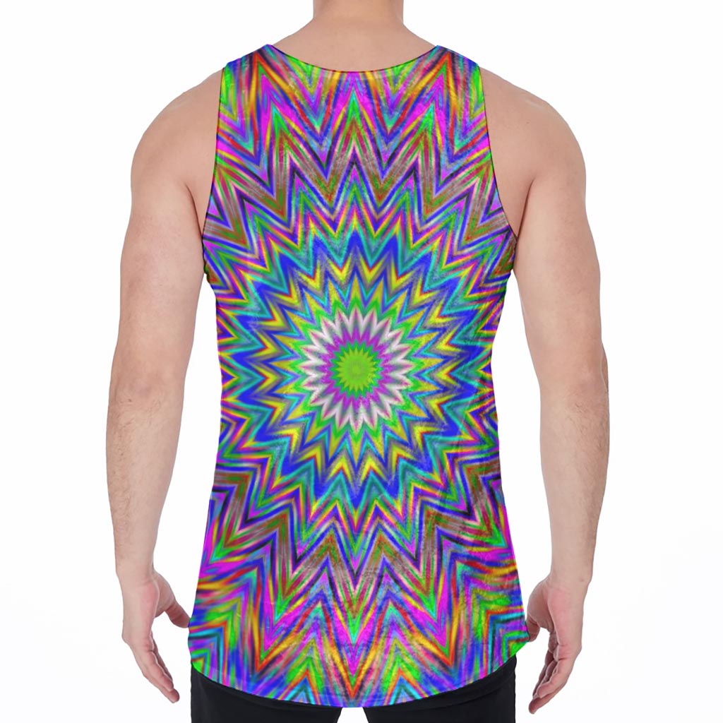 Colorful Psychedelic Optical Illusion Men's Velvet Tank Top