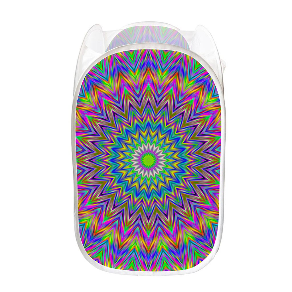 Colorful Psychedelic Optical Illusion Mesh Laundry Hamper